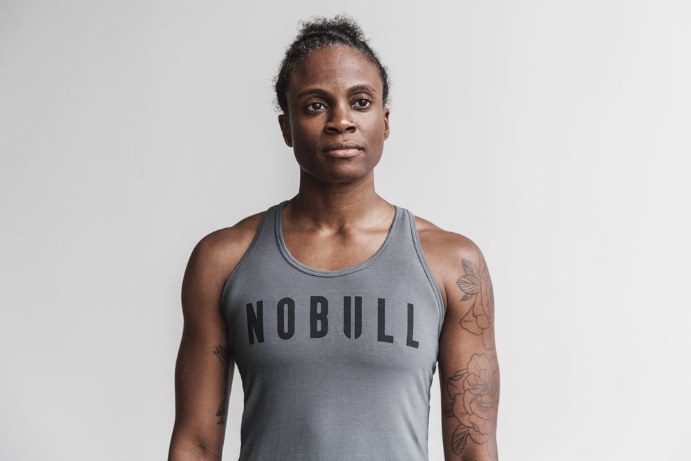 NOBULL Women's Racerback Tank Tops - Dark Grey - Ireland (7849NDSAF)